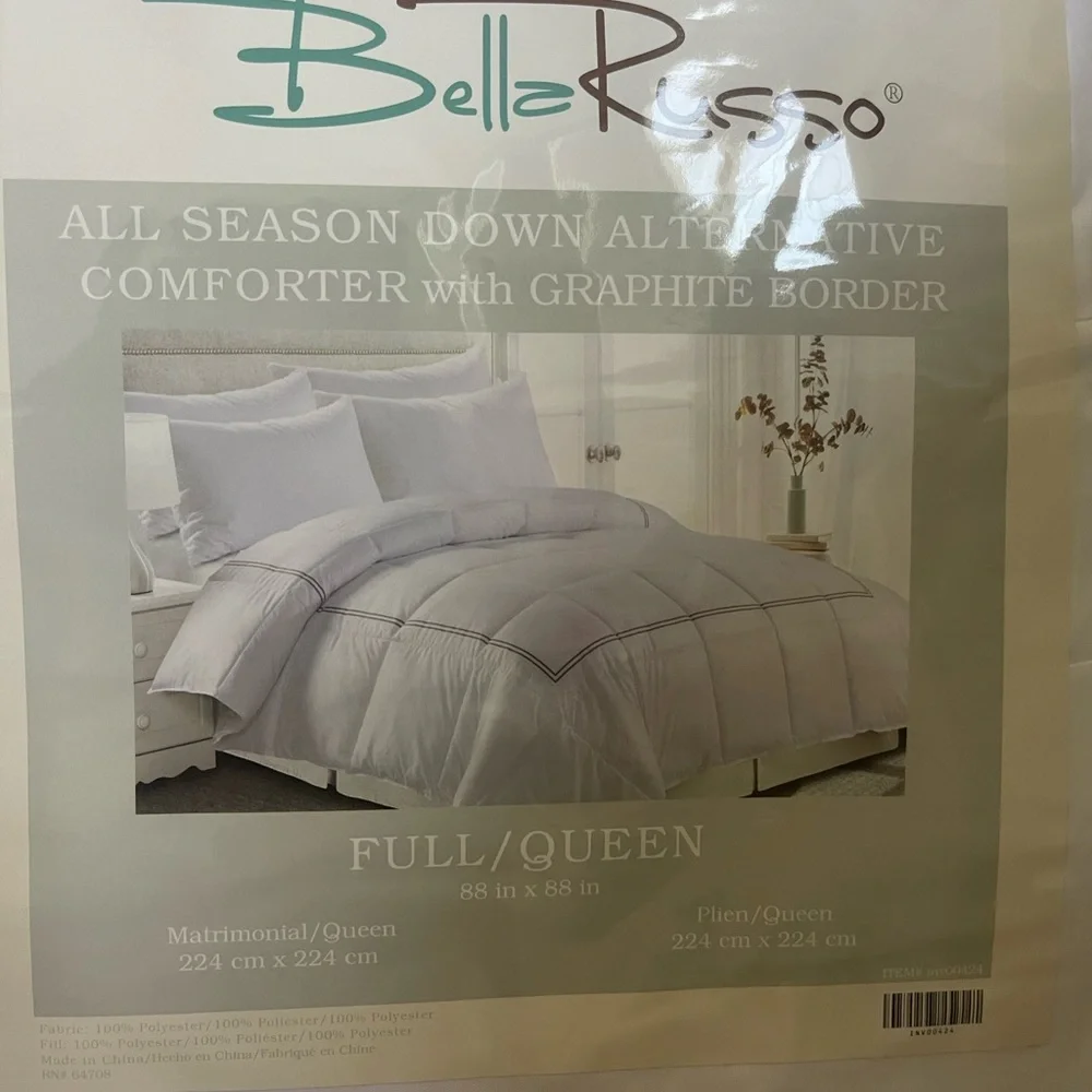 COPY - All Season Down Alternative Comforter with Graphite Border